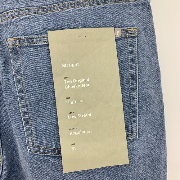 Everlane Jeans Original Cheeky High Rise Blue Denim Straight - Picture 10 of 12